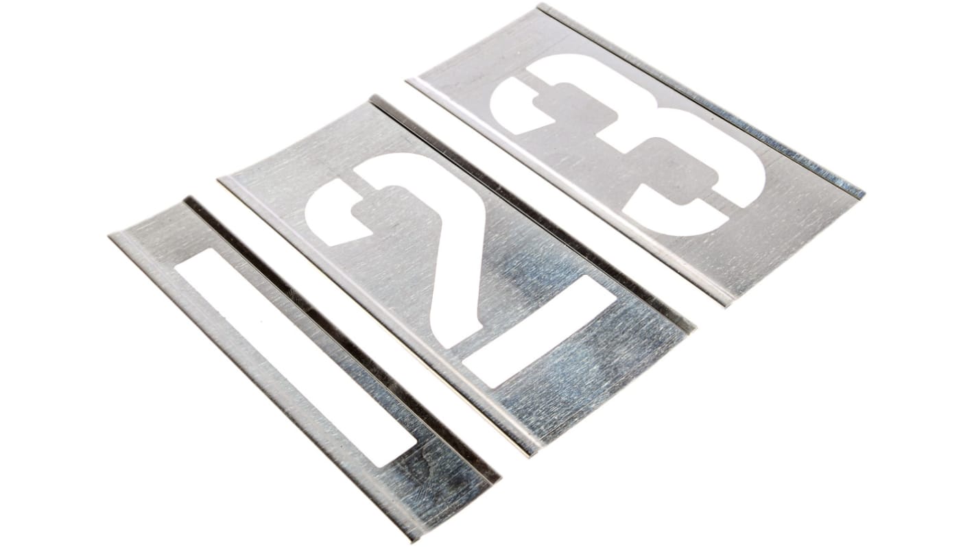 AT Brown 13 Piece Zinc Stencil Numbers, 102mm Character Height