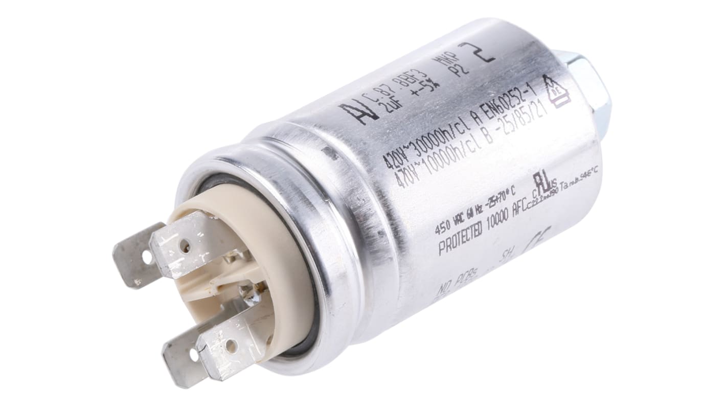 C878BF34200SA0J KEMET 2μF Polypropylene Capacitor PP 500V ac ±5 Tolerance Chassis Mount C87