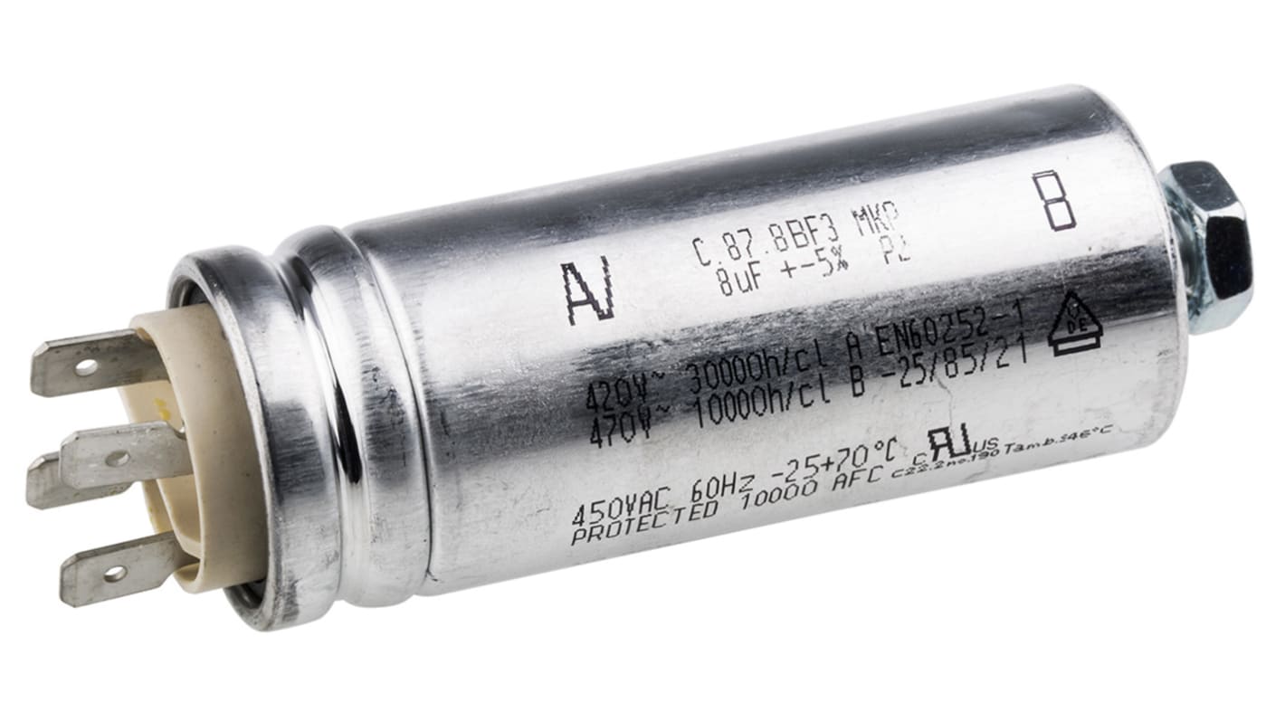 C878BF34800SA0J KEMET 8μF Polypropylene Capacitor PP 500V ac ±5 Tolerance Chassis Mount C87