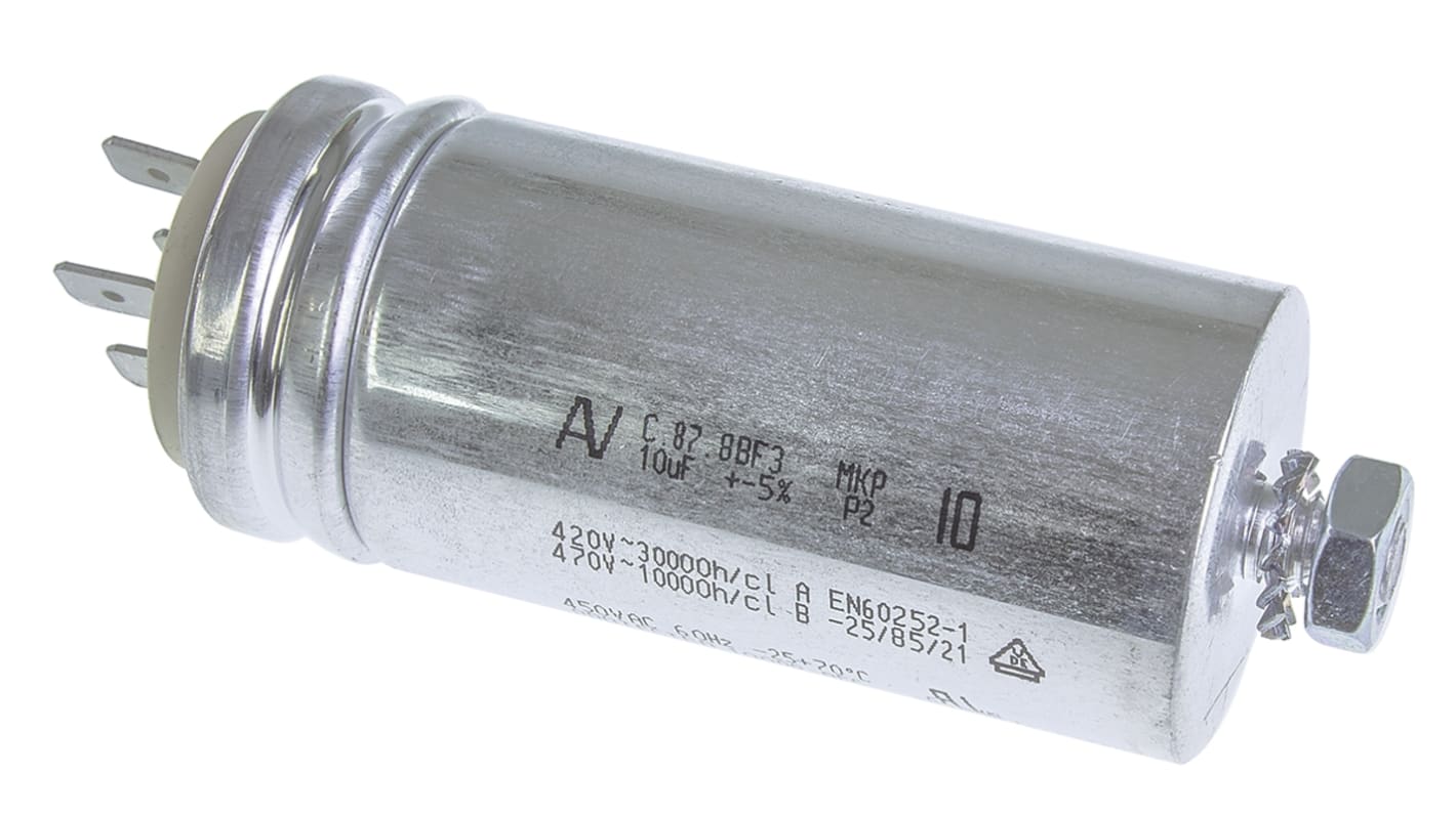 KEMET C87 Metallised Polypropylene Film Capacitor, 470V ac, ±5%, 10μF, Chassis Mount