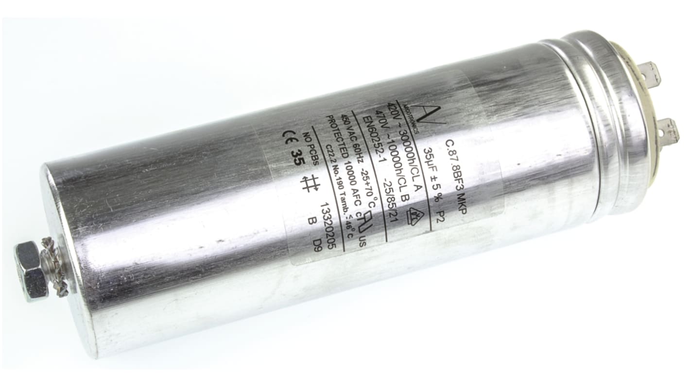 KEMET C87 Metallised Polypropylene Film Capacitor, 470V ac, ±5%, 35μF, Chassis Mount