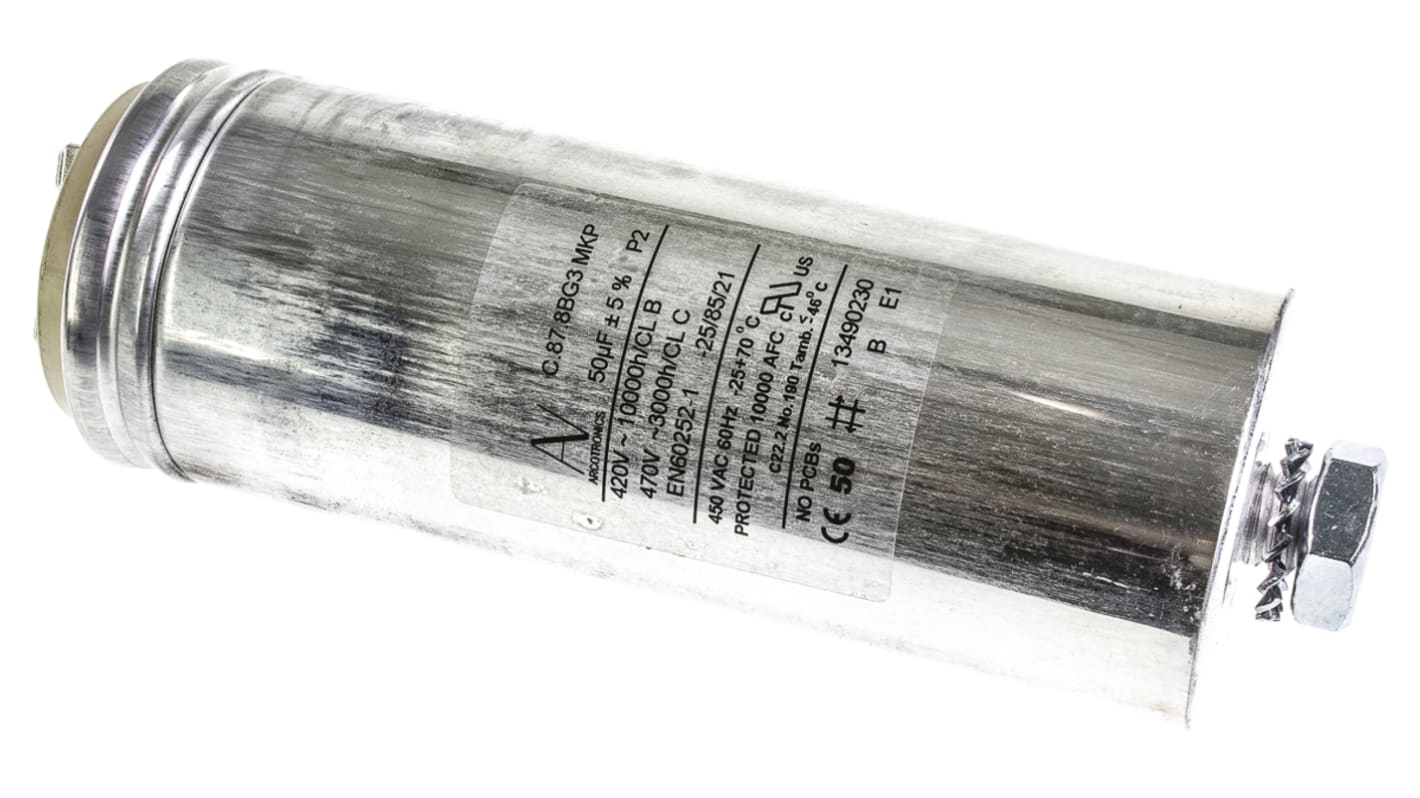 C878BG35500SA0J KEMET C87 Metallised Polypropylene Film Capacitor, 470V ac, ±5, 50μF, Chassis