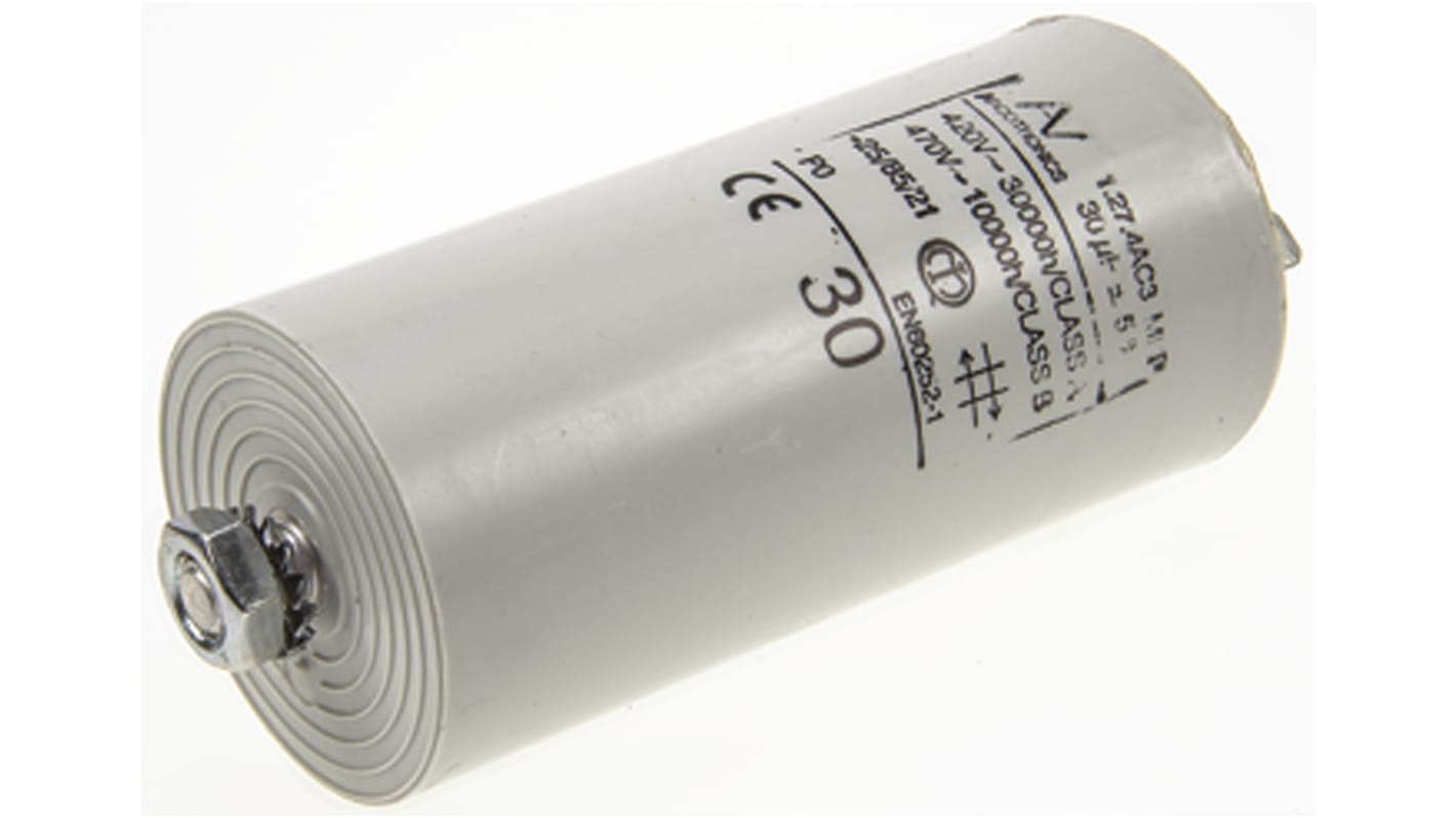 KEMET C27 Metallised Polypropylene Film Capacitor, 470V ac, ±5%, 30μF, Chassis Mount