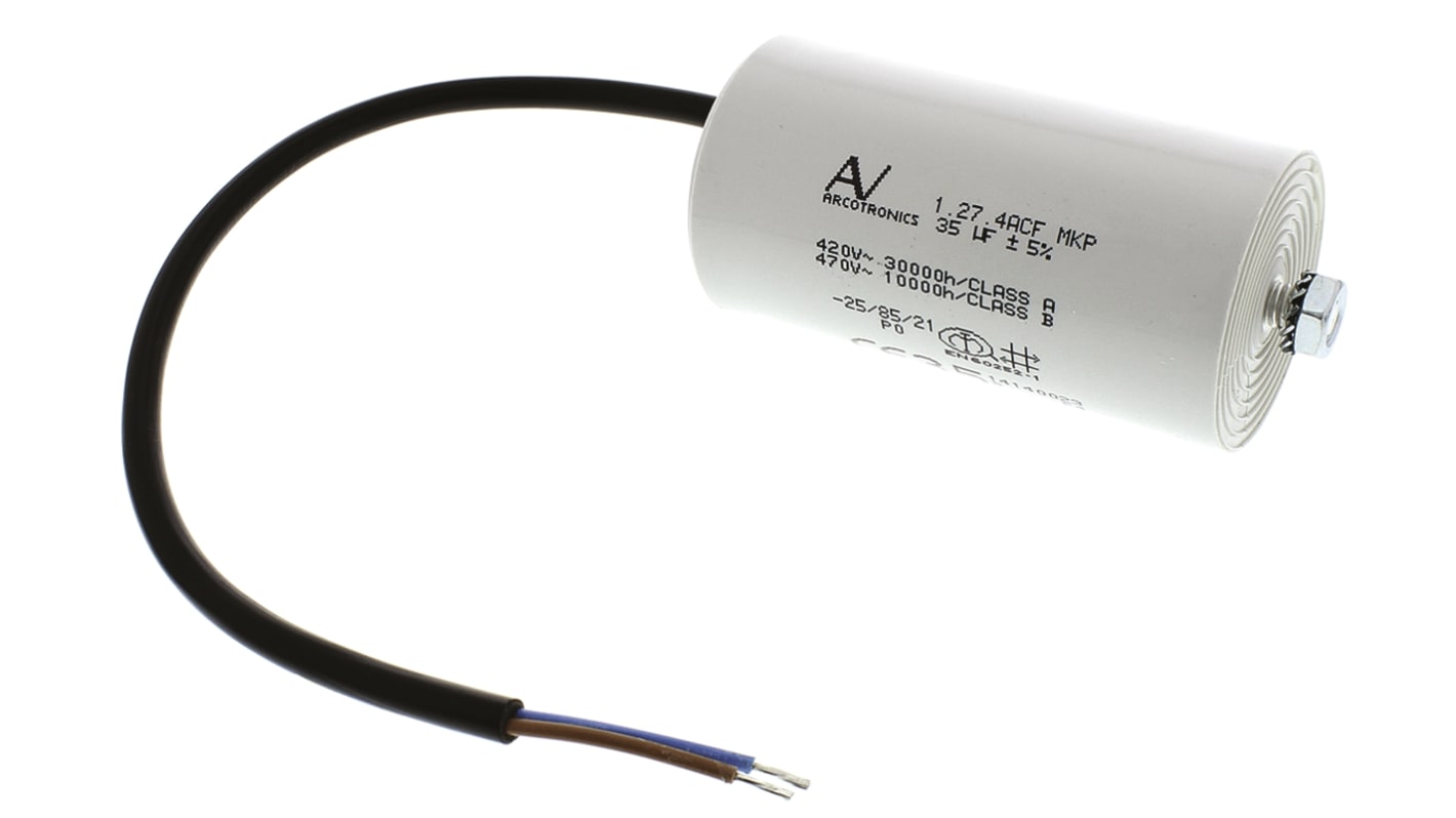 C274ACF5350WA0J KEMET C27 Metallised Polypropylene Film Capacitor, 470V ac, ±5, 35μF, Chassis