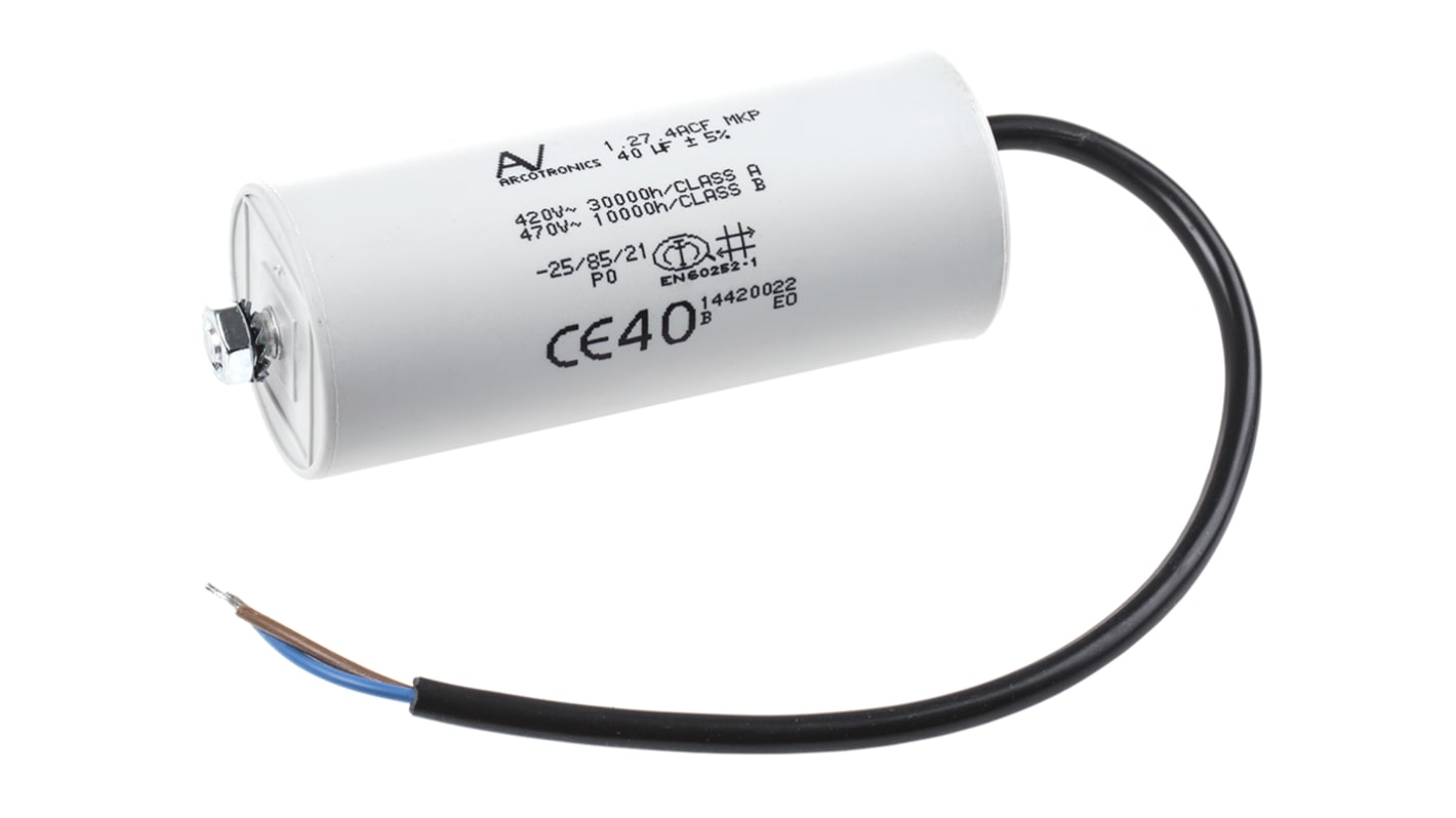 KEMET C27 Metallised Polypropylene Film Capacitor, 470V ac, ±5%, 40μF, Chassis Mount