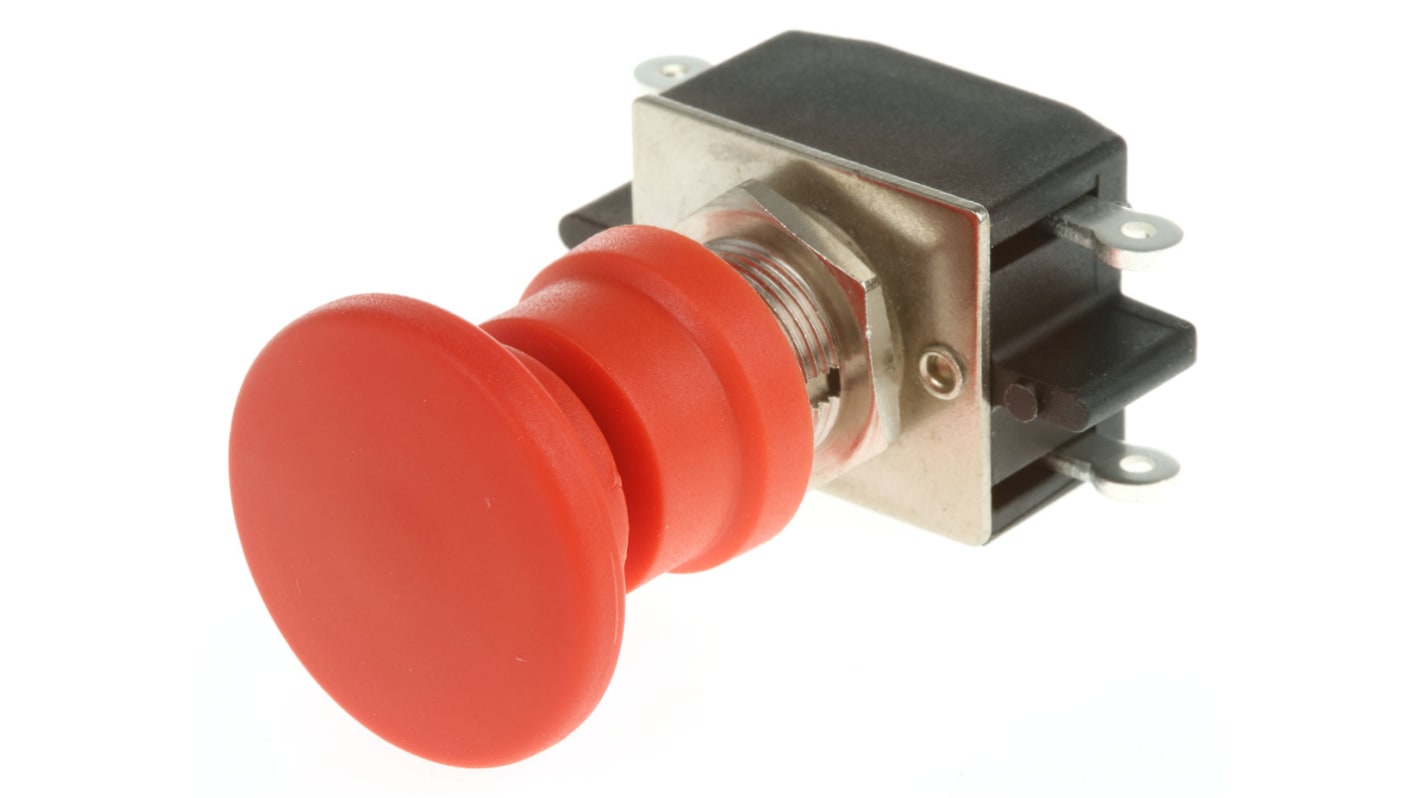 Interruptor de Botón Pulsador APEM, DPDT, Enclavamiento, 2 A a 250 V ac, Montaje en Panel