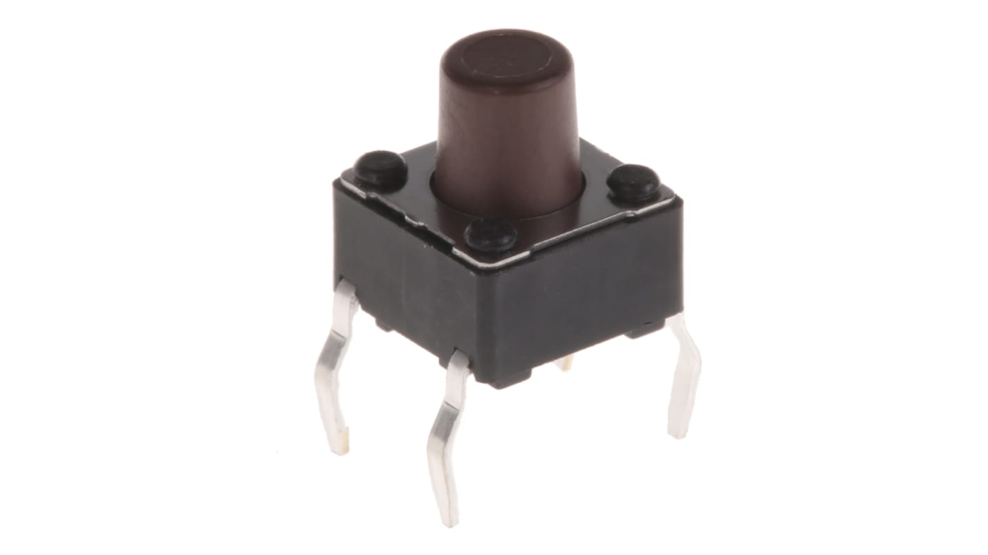 Brown Button Tactile Switch, SPST 50 mA @ 12 V dc 3.5mm