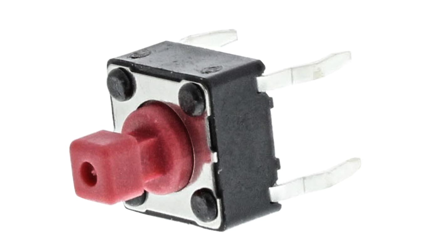 Red Button Tactile Switch, SPST 50 mA @ 12 V dc 3.8mm