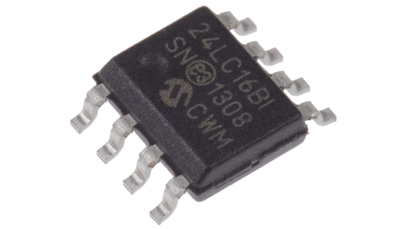 Mémoire EEPROM en série, 24LC16B-I/SN, 16Kbit, Série-I2C SOIC, 8 broches, 8bit