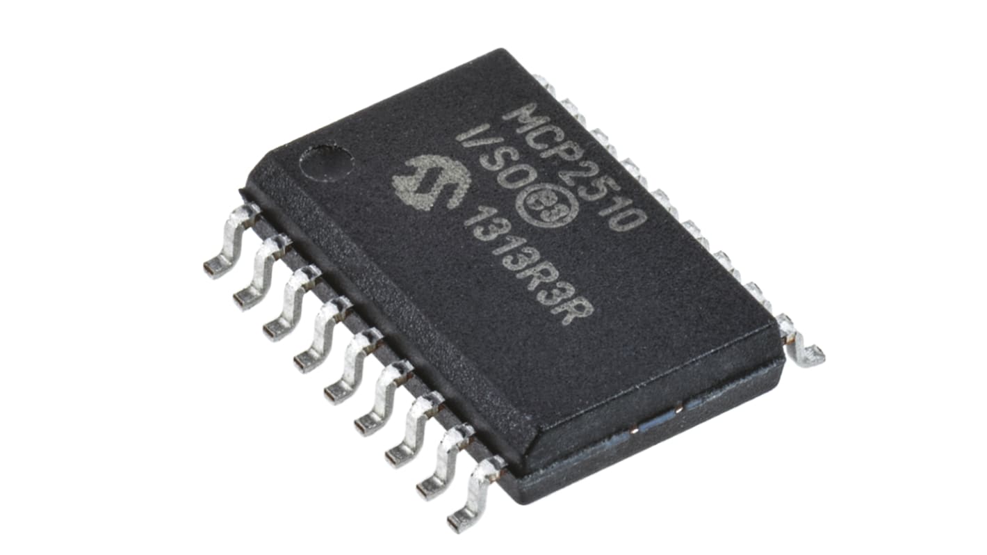 Controlador CAN, MCP2510-I/SO, 5Mbps, Estándar CAN 1.2, CAN 2.0A, CAN 2.0B, SOIC W, 18 pines