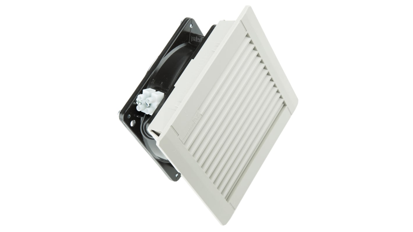 Ventilador con filtro Pfannenberg de 150 x 150mm, alim. 230 V ac, 19W, caudal filtrado 36m³/h, 43dB, IP55