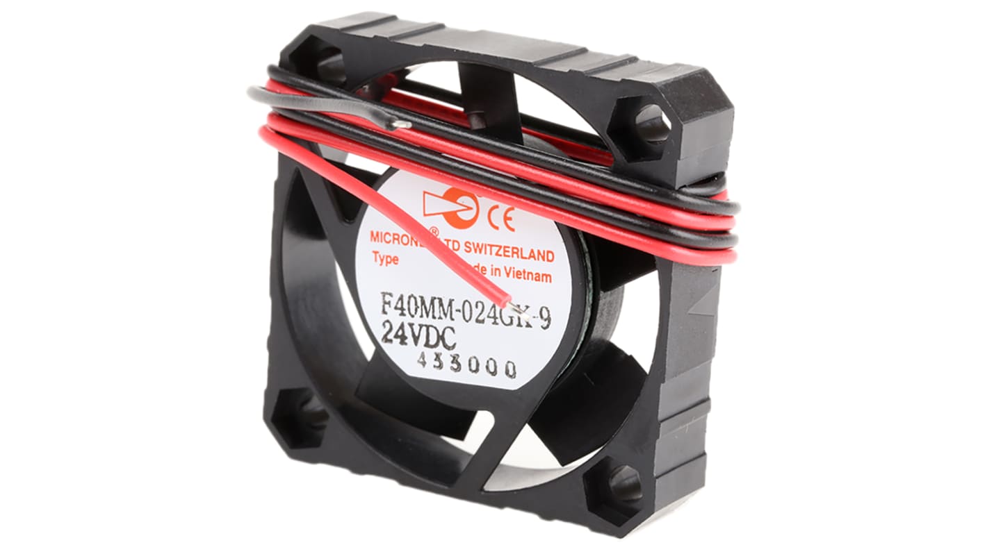 Ventilador Axial Micronel F40 de 40 x 40 x 10mm, 24 V dc, 900mW, 5800rpm, caudal 9.18m³/h, 18dB