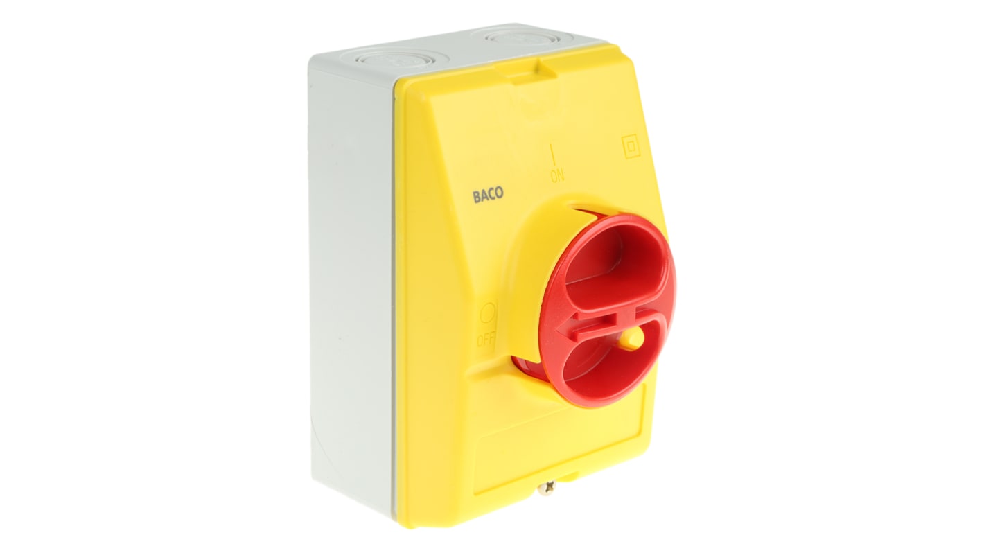 BACO 3P Pole Panel Mount Isolator Switch - 25A Maximum Current, 7.5kW Power Rating, IP40