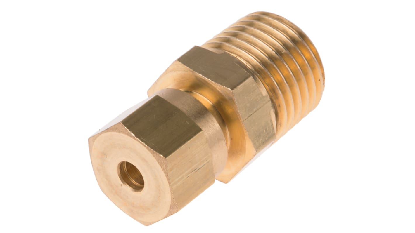 RS PRO, 1/4 BSPT Thermocouple Compression Fitting for Use with Thermocouple, 3mm Probe, RoHS Compliant Standard