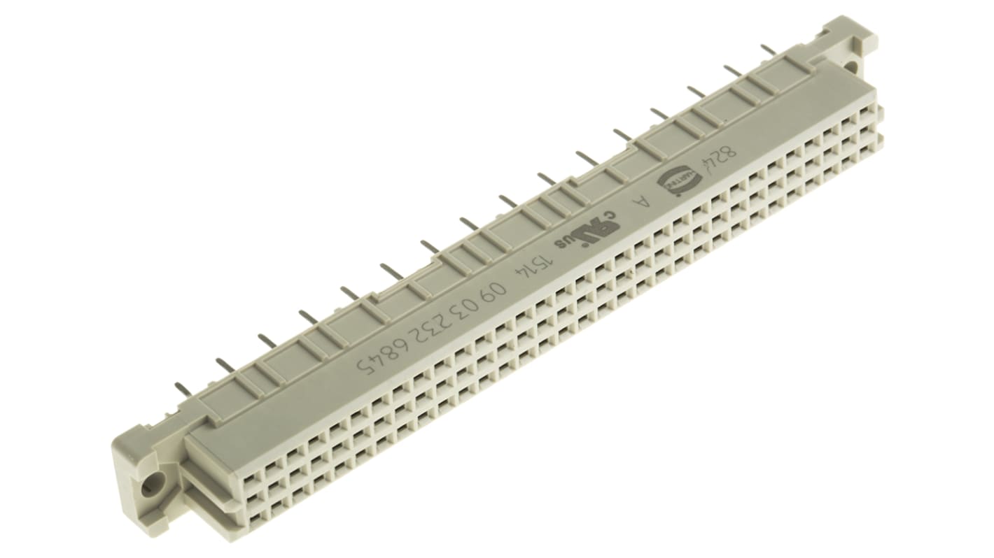 Conector DIN 41612 hembra Harting de 32 contactos, paso 2.54mm, 2 filas, clase C2
