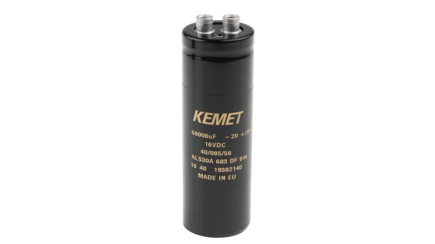 KEMET 68000μF Aluminium Electrolytic Capacitor 16V dc, Screw Terminal - ALS30A683DF016