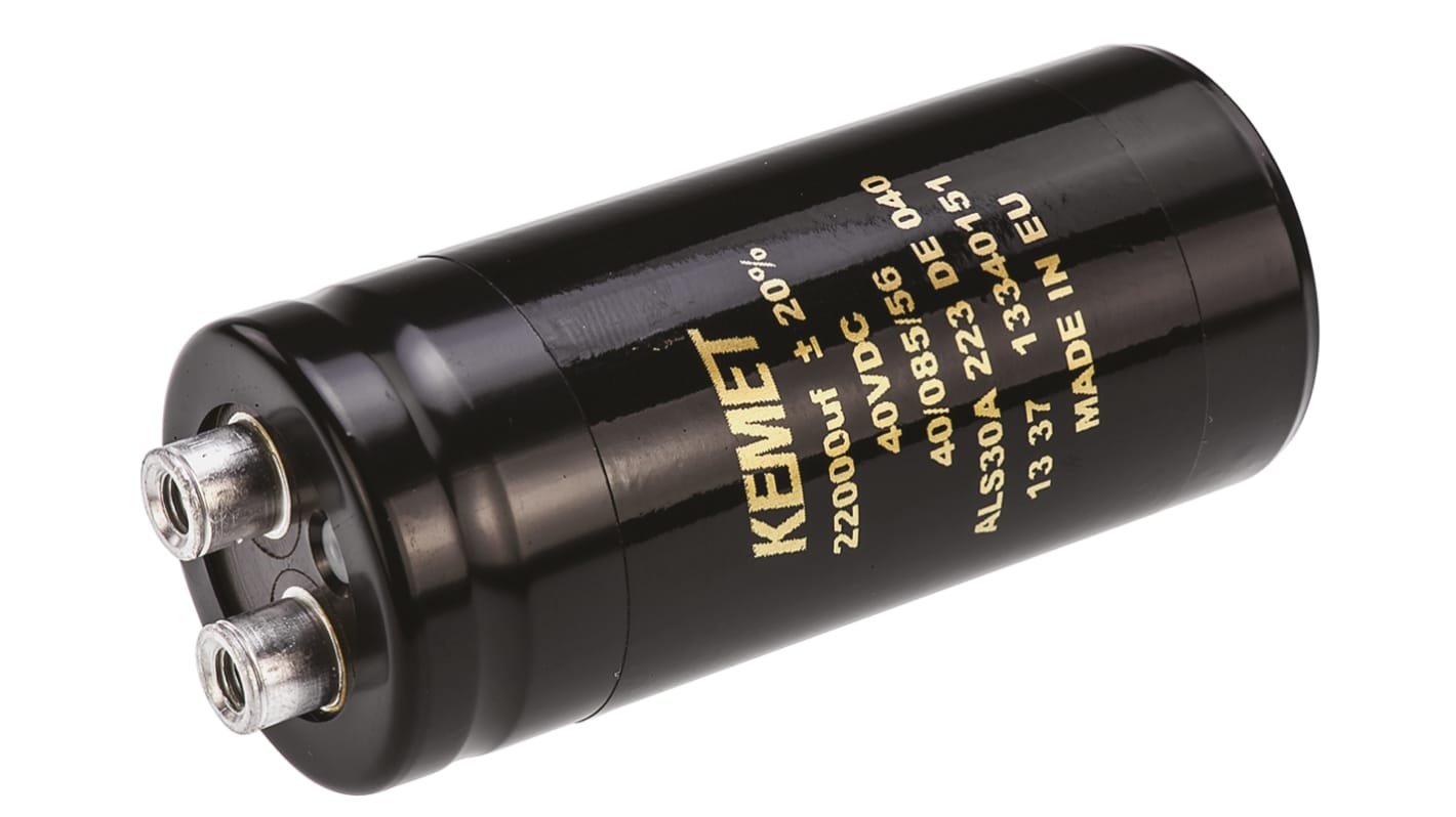 KEMET 22000μF Aluminium Electrolytic Capacitor 40V dc, Screw Terminal - ALS30A223DE040