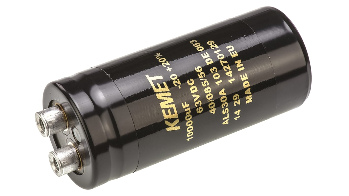 KEMET 10000μF Aluminium Electrolytic Capacitor 63V dc, Screw Terminal - ALS30A103DE063