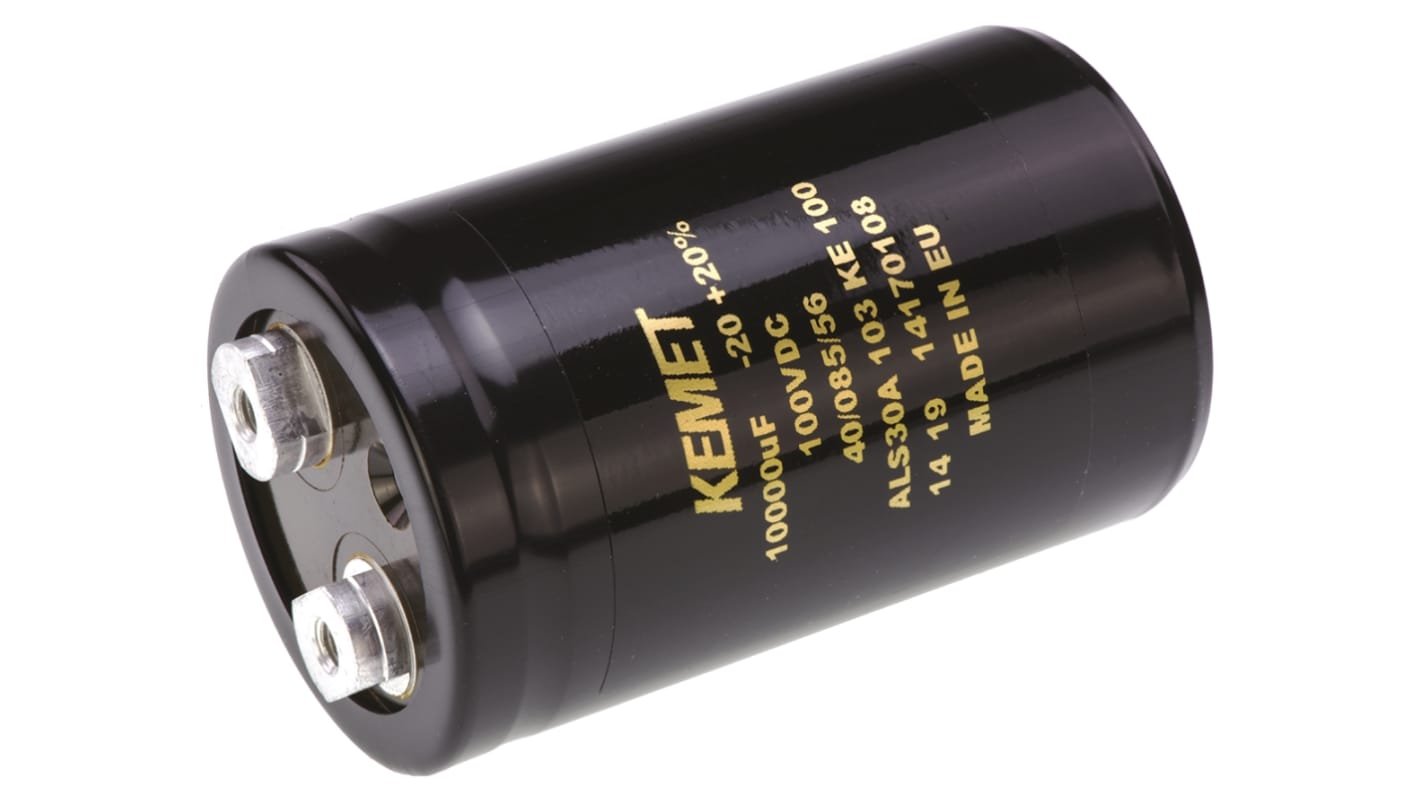 Condensador electrolítico KEMET serie ALS30, 10000μF, ±20%, 100V dc, mont. roscado, 51 (Dia.) x 82mm