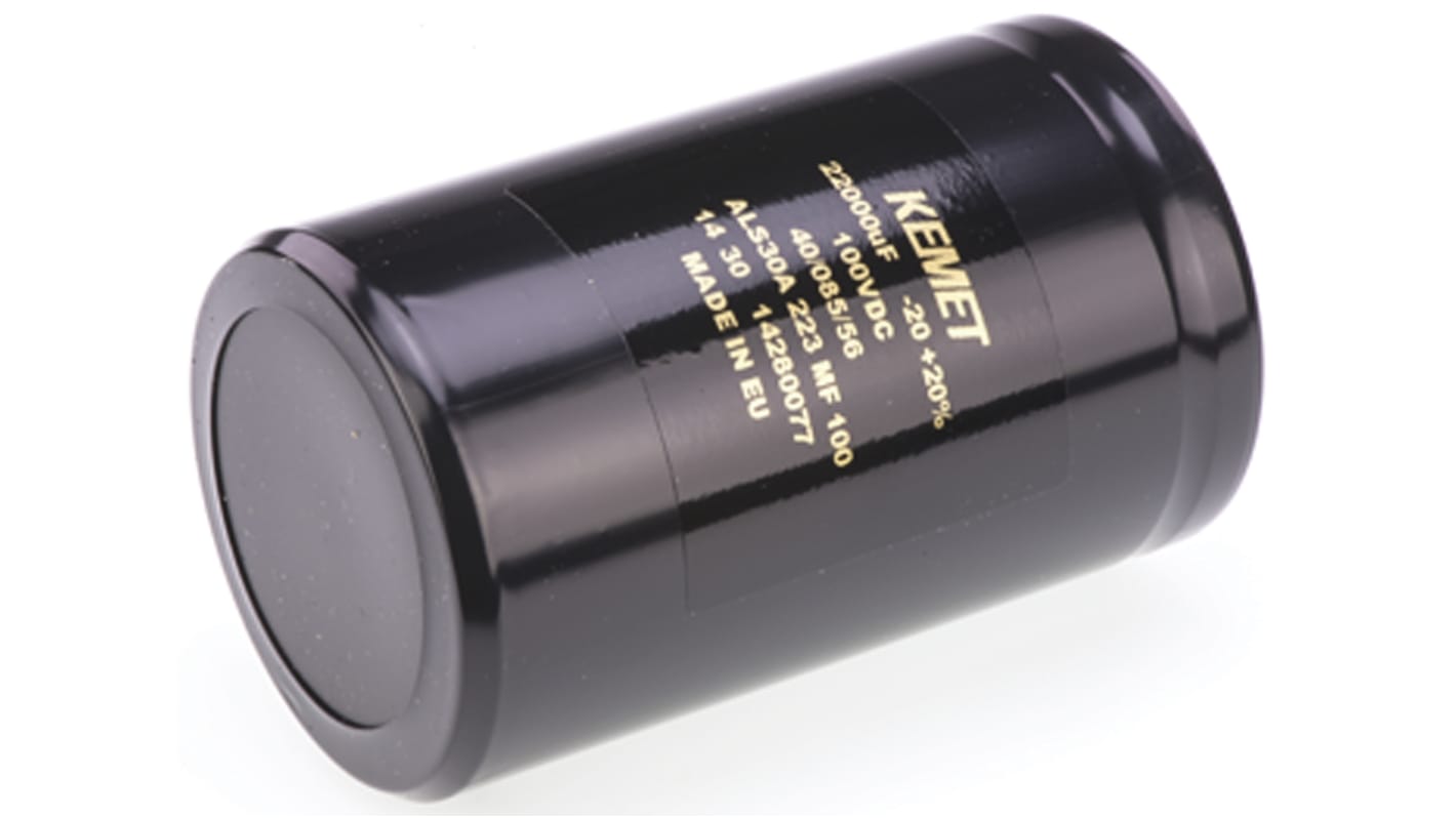 KEMET 22000μF Aluminium Electrolytic Capacitor 100V dc, Screw Terminal - ALS30A223MF100