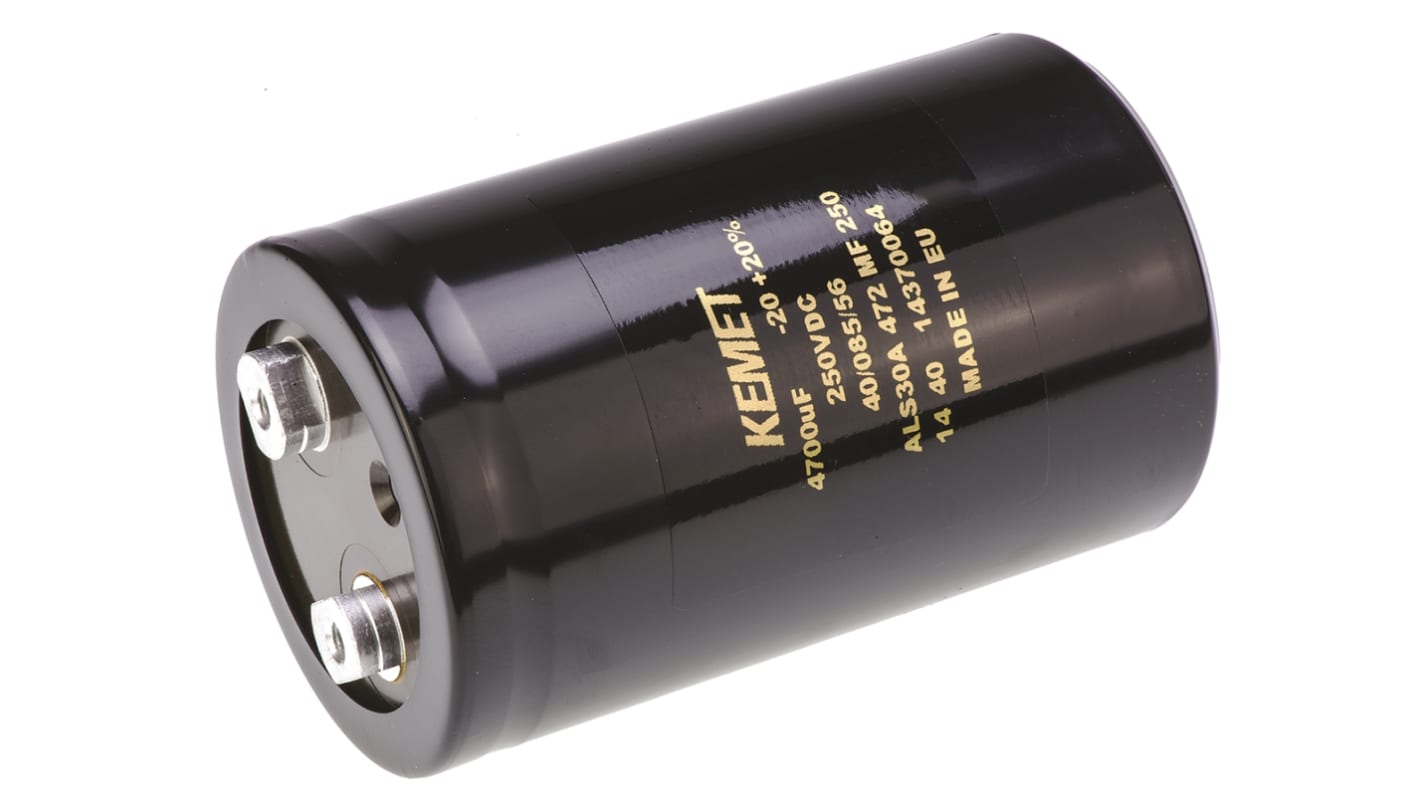 KEMET 4700μF Aluminium Electrolytic Capacitor 250V dc, Screw Terminal - ALS30A472MF250