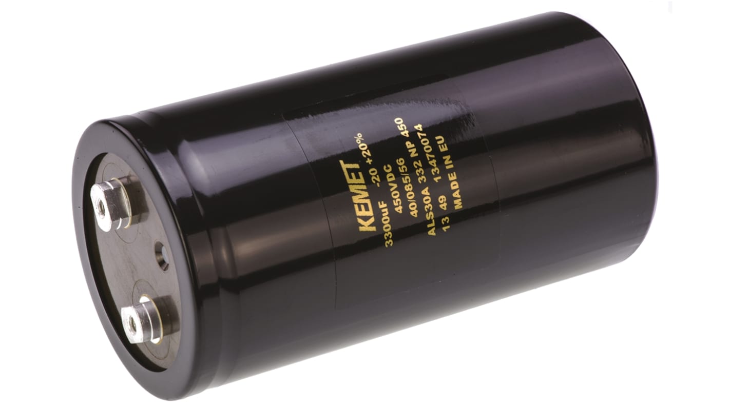 KEMET 3300μF Aluminium Electrolytic Capacitor 450V dc, Screw Terminal - ALS30A332NP450