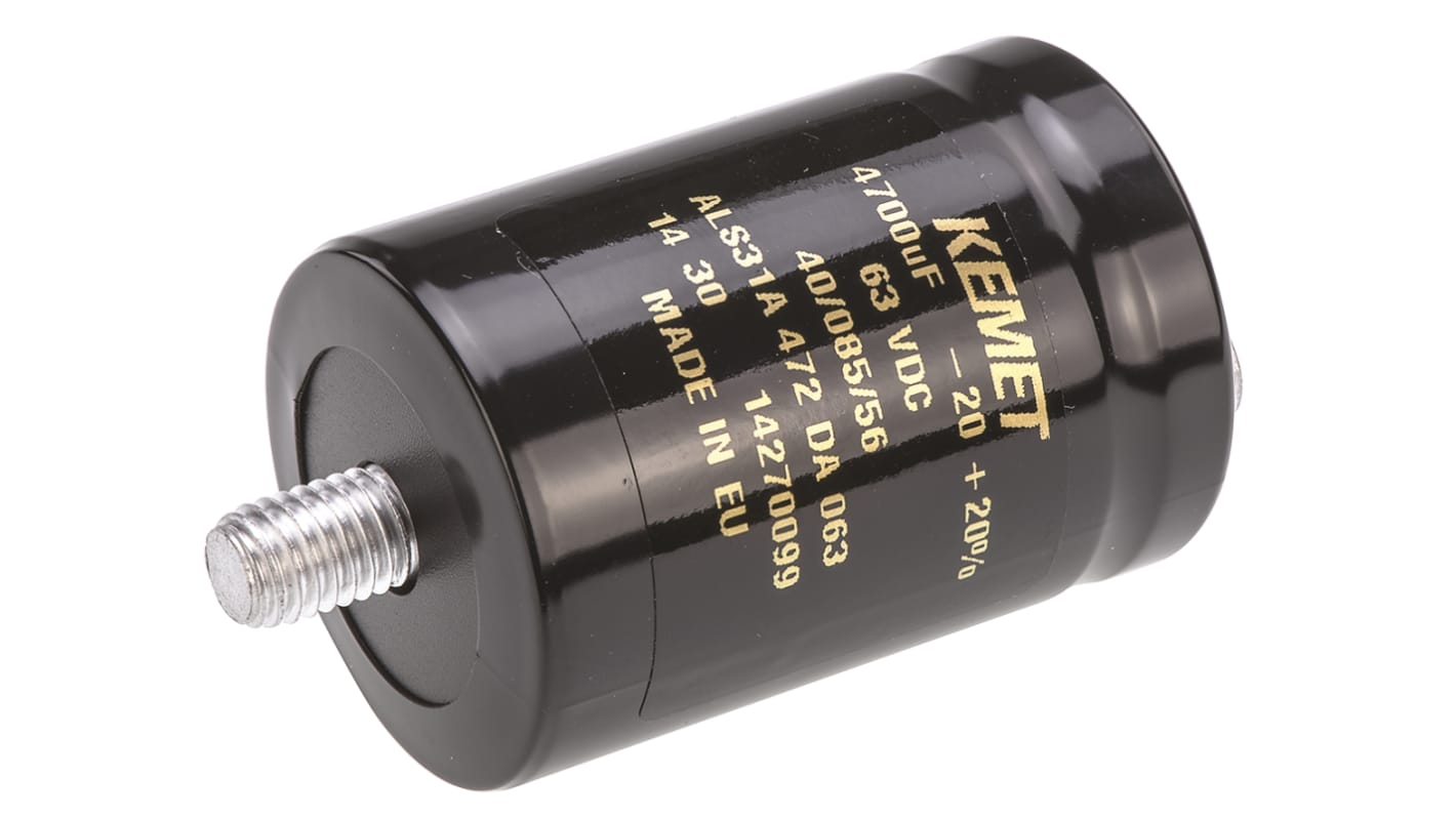 KEMET コンデンサ 4700μF, ,63V dc, ALS31A472DA063