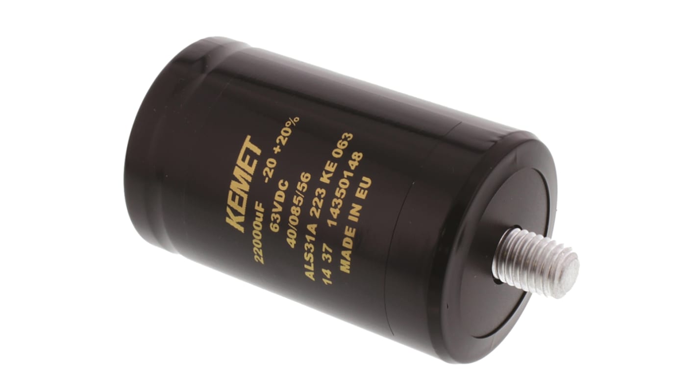 KEMET 22000μF Aluminium Electrolytic Capacitor 63V dc, Screw Terminal - ALS31A223KE063