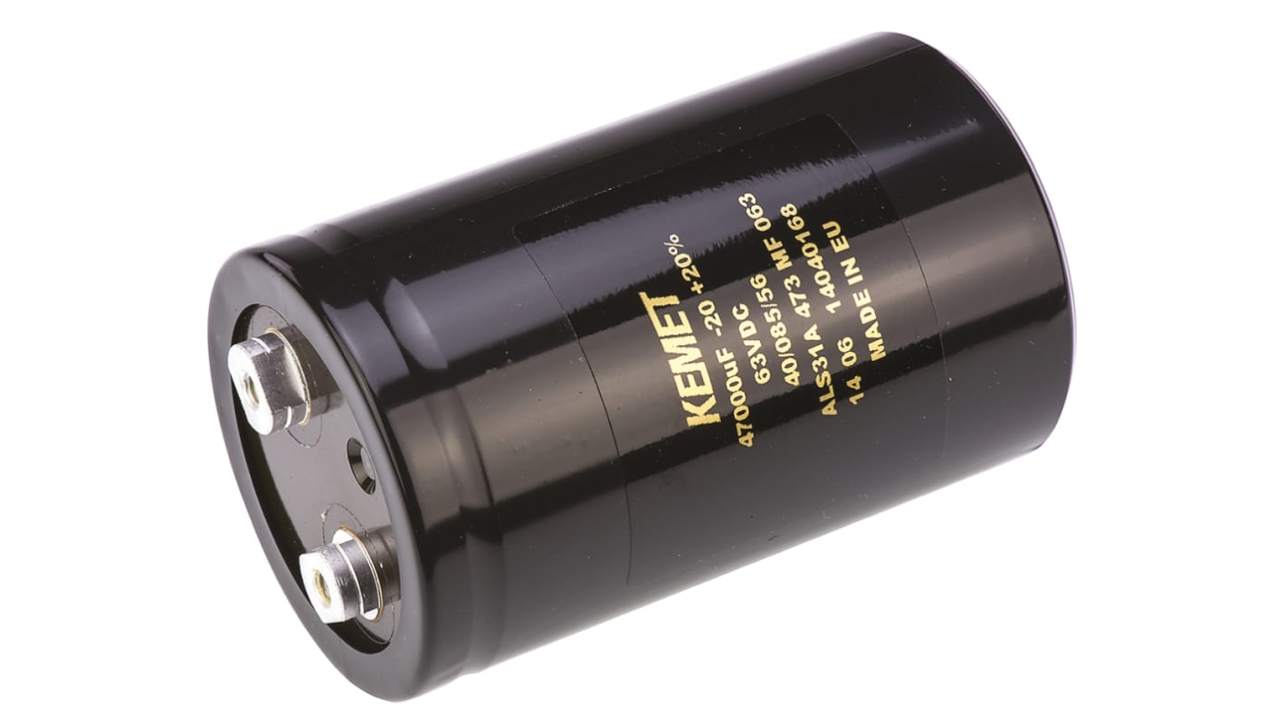 KEMET 47000μF Aluminium Electrolytic Capacitor 63V dc, Screw Terminal - ALS31A473MF063