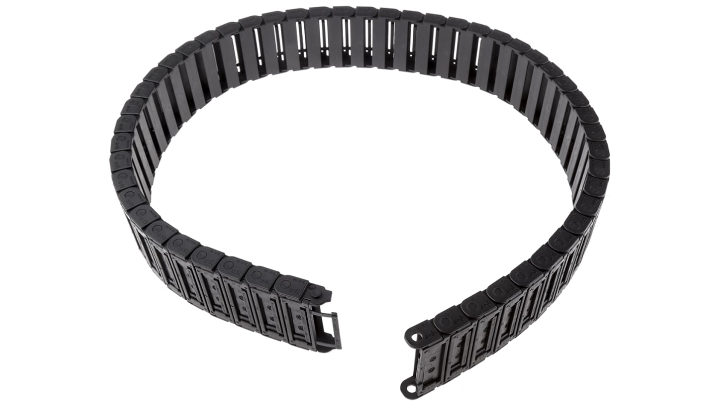 Igus 7, e-chain Kabel-Schleppkette Schwarz, 57 mm x 15mm Igumid G, Länge 1m, Seitenwand Flexibel