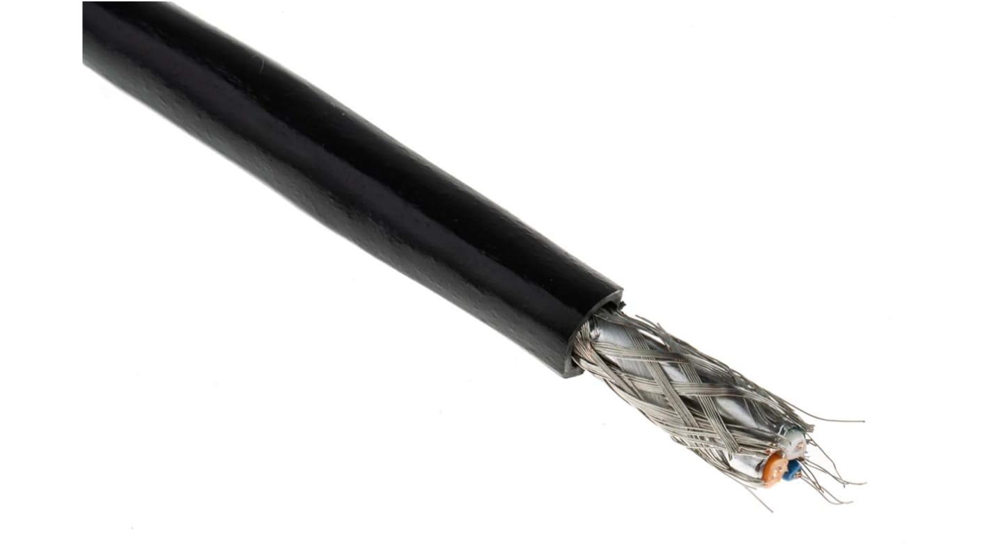 Belden Twisted Pair Multicore Industrial Cable, 1 Pairs, 0.36 mm², 3 Cores, 22 AWG, Screened, 152m, Black Sheath