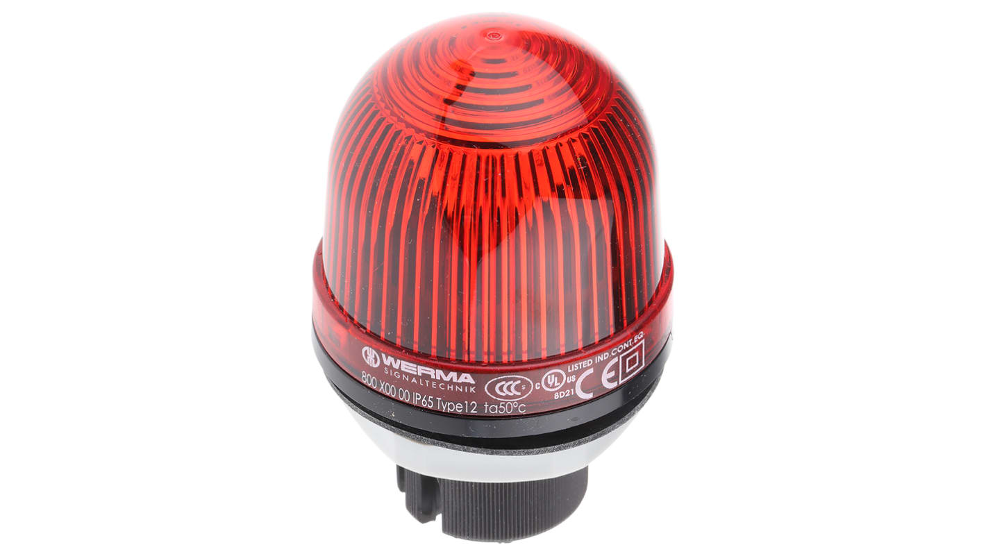 Werma EM 800 Series Red Steady Beacon, 12 → 240 V ac/dc, Panel Mount, Incandescent Bulb, IP65