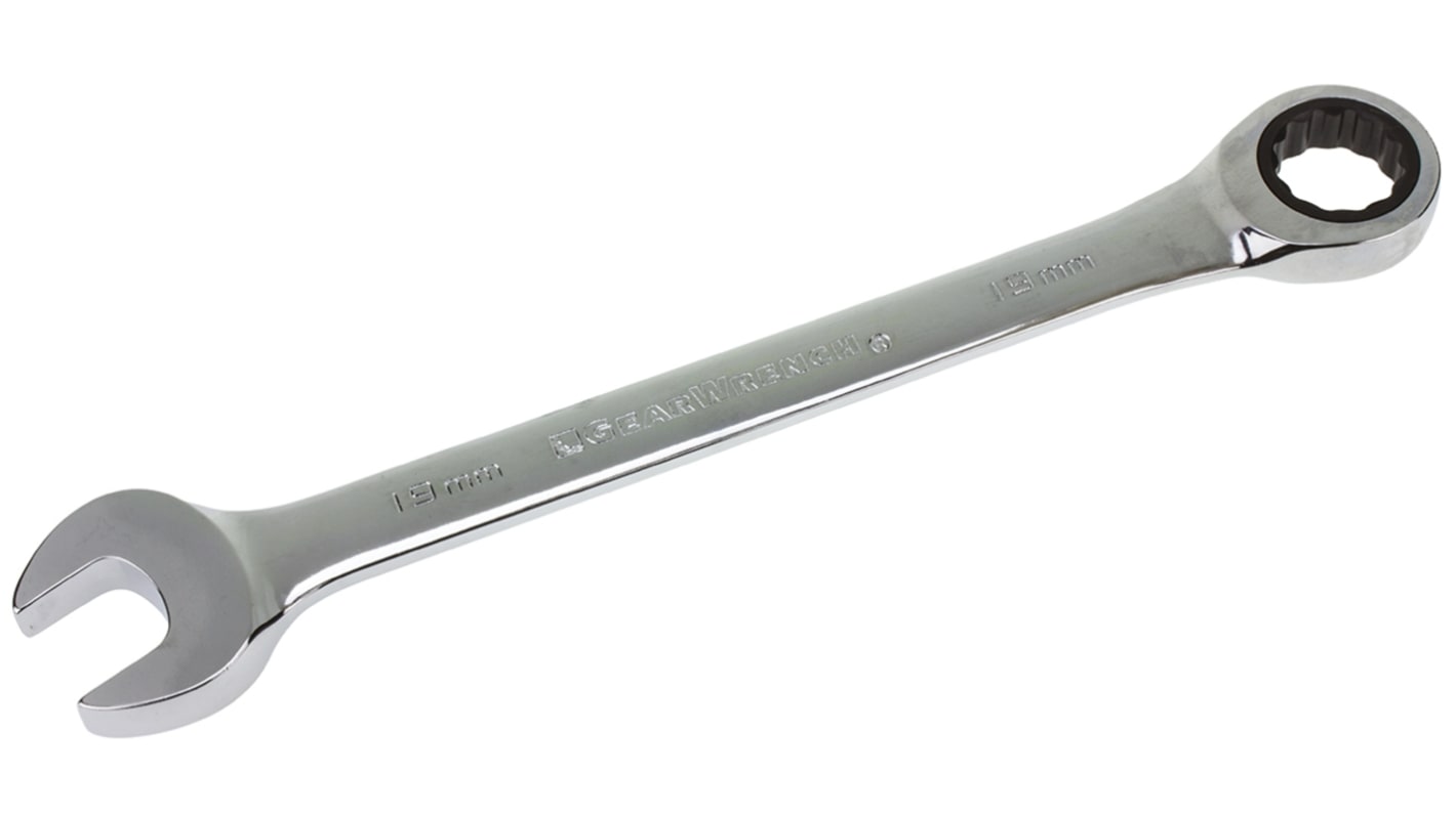GearWrench, SW 19 mm Gabel‑Ring Ratschenschlüssel doppelseitig Stahl gehärtet, Länge 248 mm