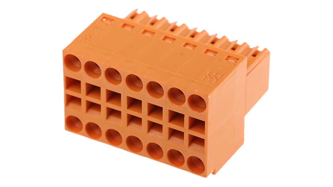 Weidmuller 3.5mm Pitch 14 Way Pluggable Terminal Block, Plug, Cable Mount, Screw Termination