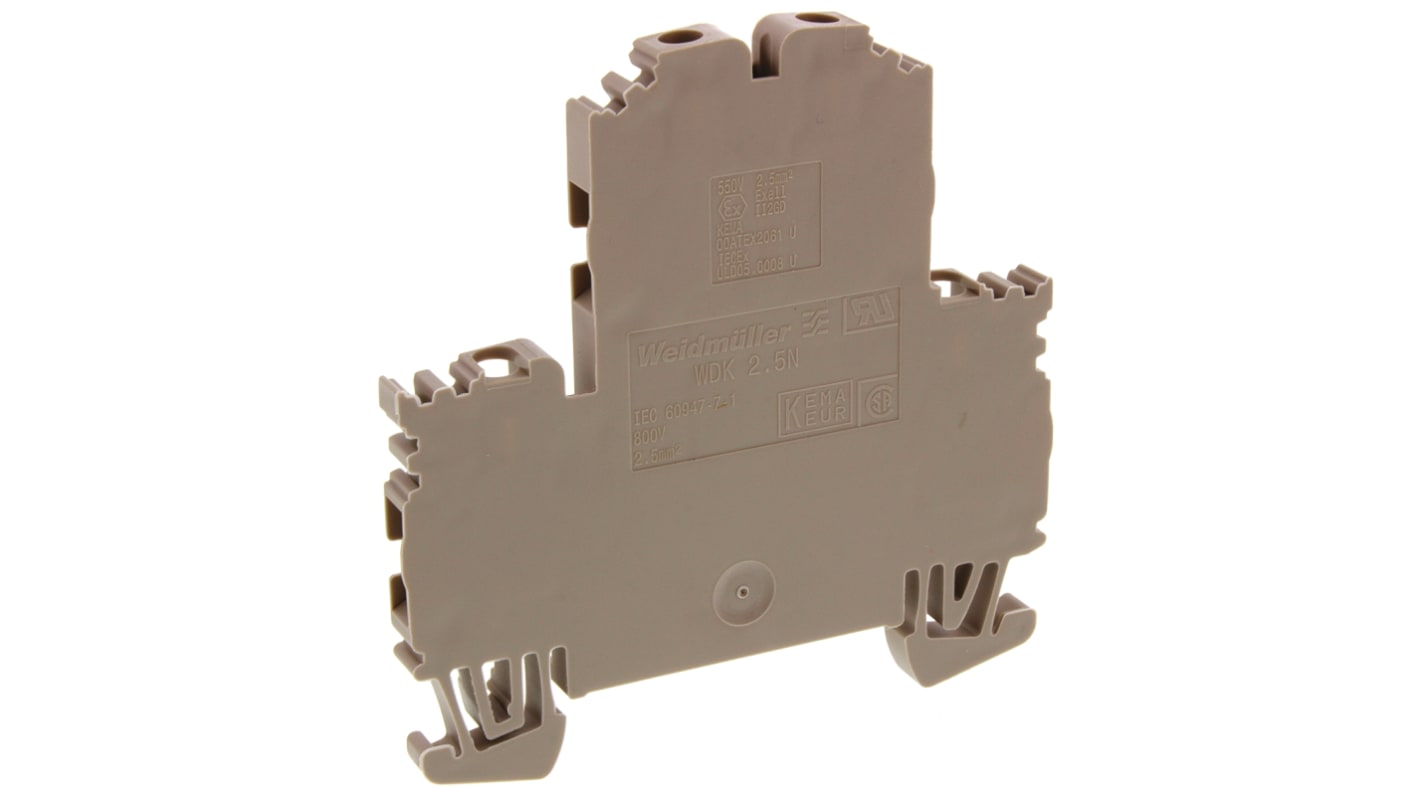 Weidmuller WDK Series Brown Double Level Terminal Block, 2.5mm², Double-Level, Screw Termination, ATEX