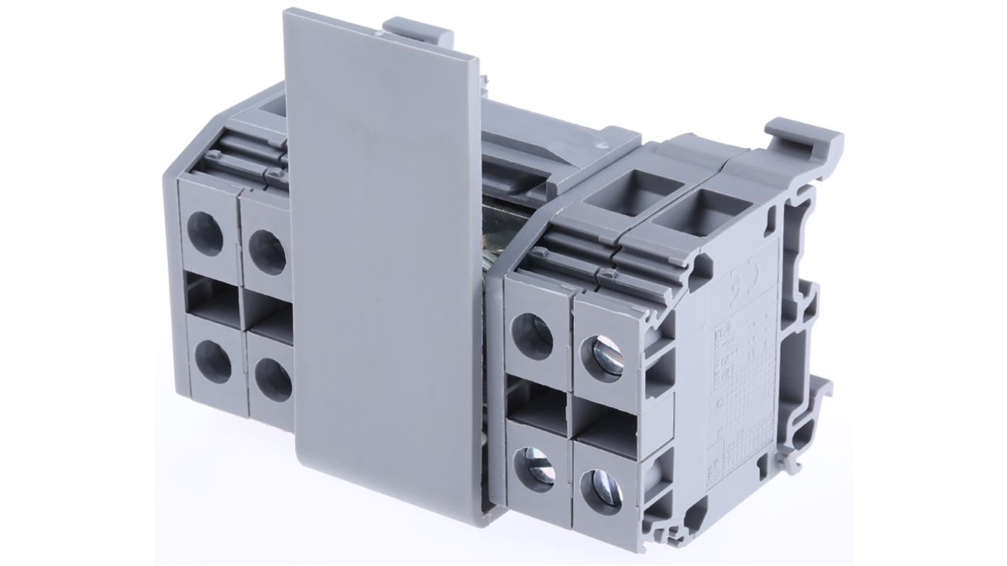 Bloc de distribution Entrelec 2 voies, raccordement Cage à ressort, section de fils 6 AWG, 200A, 800 V