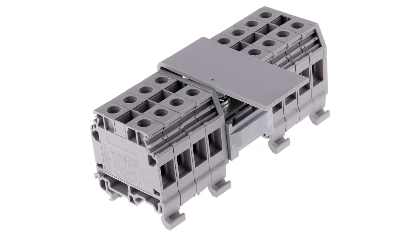 Bloc de distribution Entrelec 2 voies, raccordement Cage à ressort, section de fils 6 AWG, 200A, 800 V