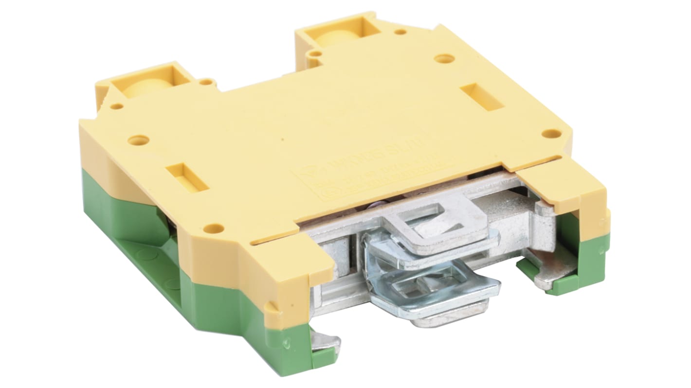 RS PRO 2-Way Earth Terminal Block, 35mm², 10 → 2 AWG Wire, Screw Down, Nylon Housing