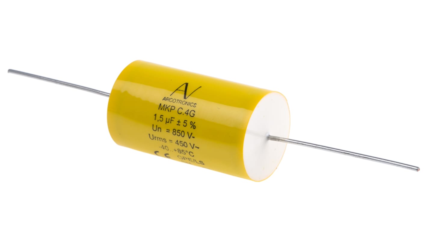 KEMET C4G Polypropylene Capacitor PP, 850V dc, ±5%, 1.5μF, Through Hole