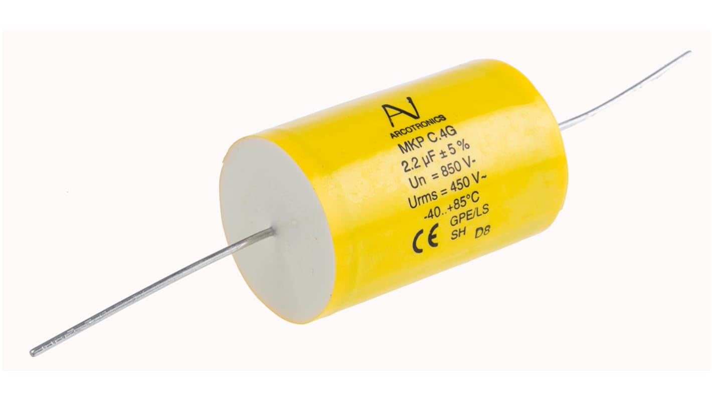 KEMET C4G Polypropylene Capacitor PP, 850V dc, ±5%, 2.2μF, Through Hole