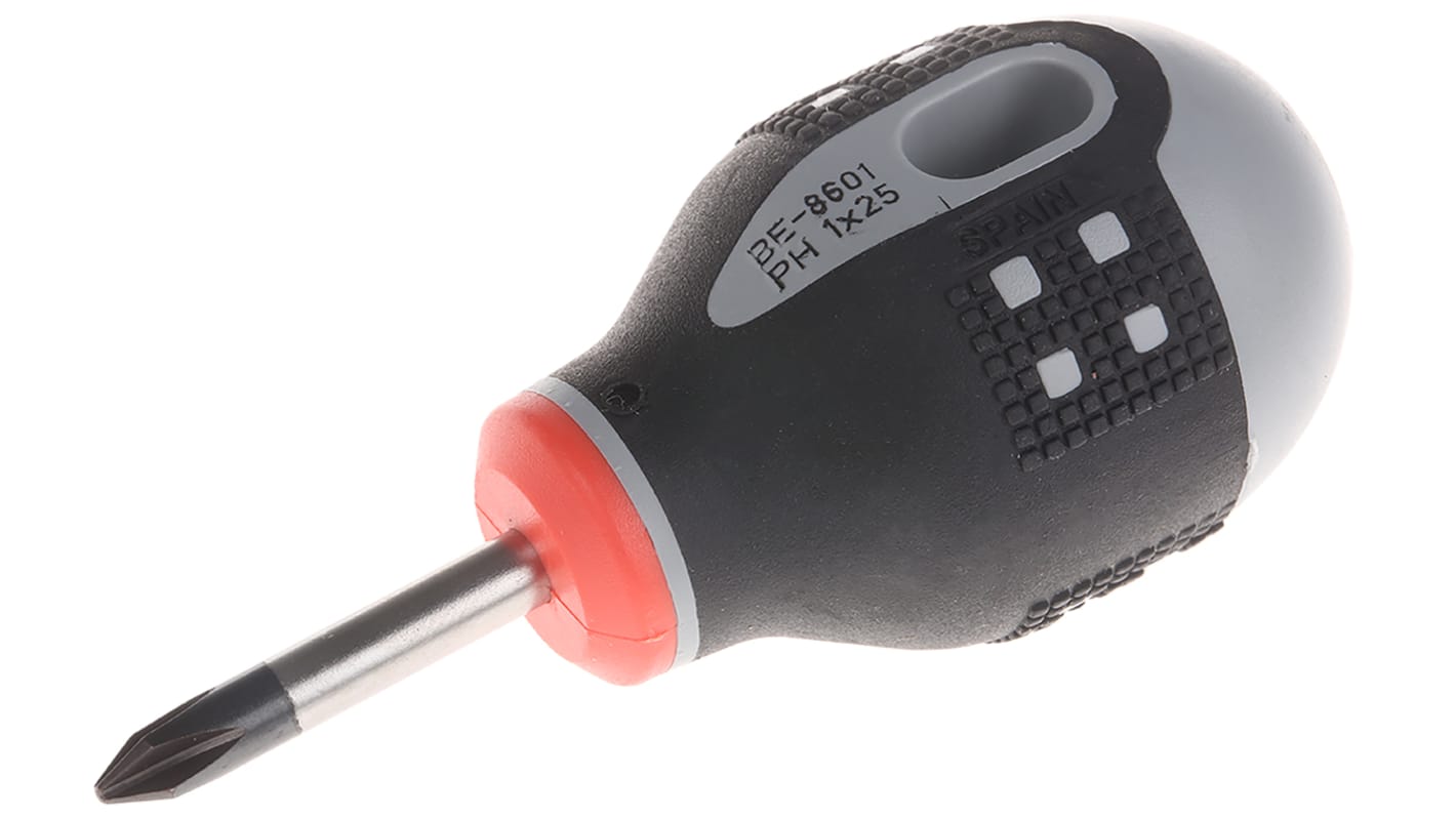 Bahco Phillips Stubby Screwdriver, PH1 Tip, 25 mm Blade, 83 mm Overall