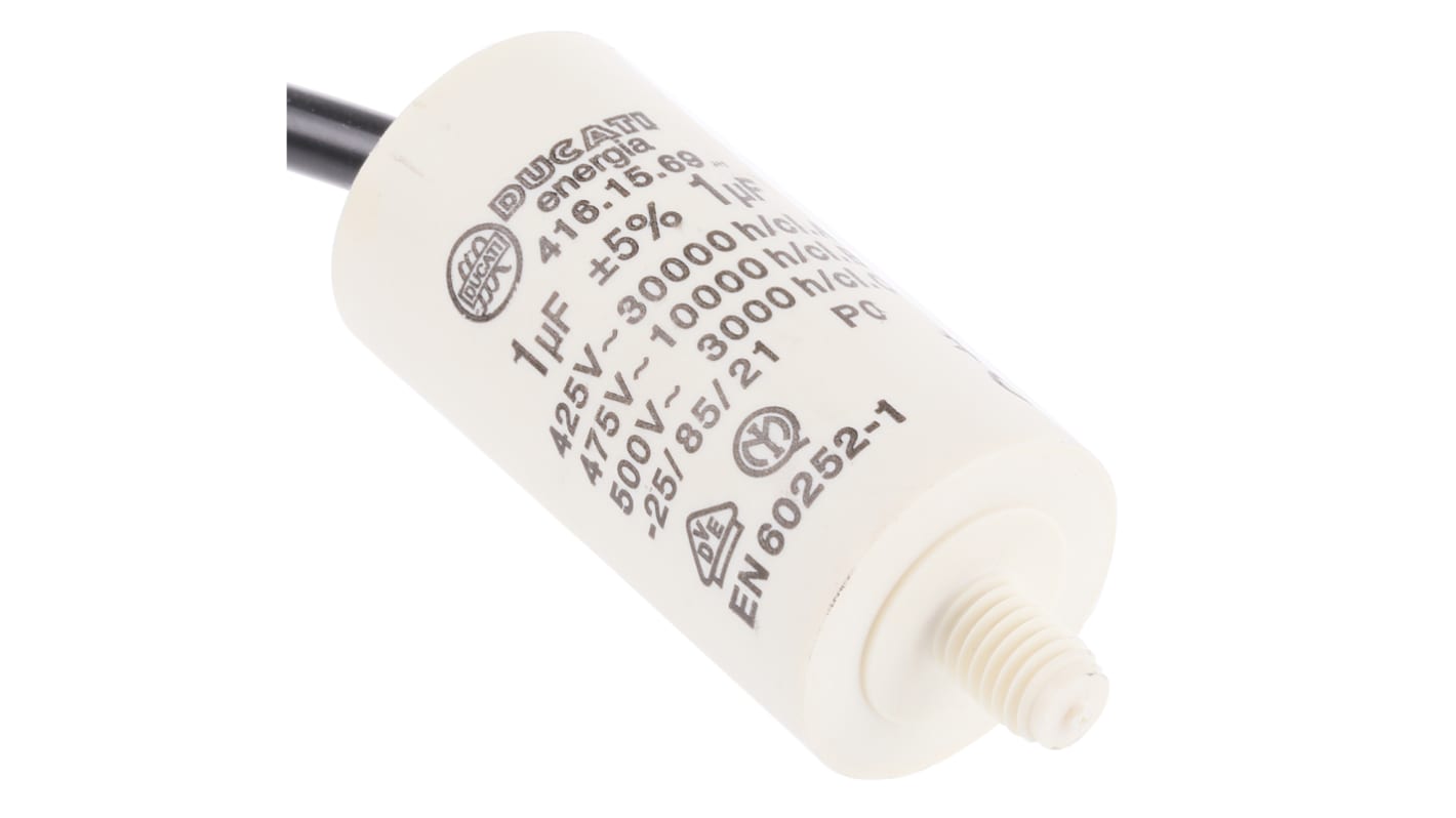 Ducati Energia 4.16.15 Polypropylene Film Capacitor, 400 → 500V ac, ±5%, 1μF, Stud Mount