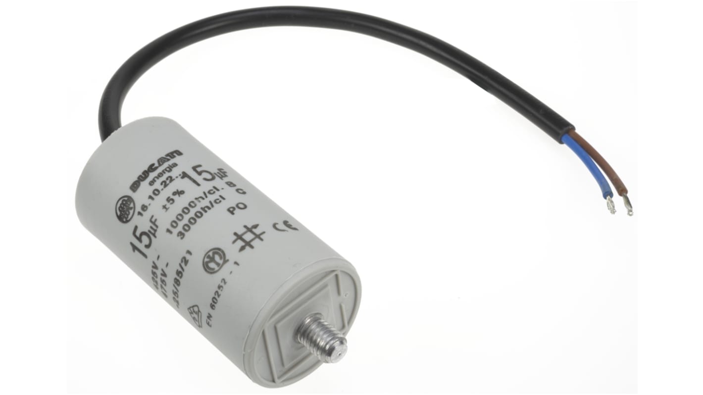 Ducati Energia 4.16.10 Polypropylene Film Capacitor, 400 → 500V ac, ±5%, 15μF, Stud Mount