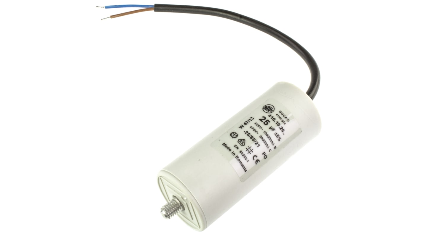 Ducati Energia 4.16.10 Polypropylene Film Capacitor, 400 → 500V ac, ±5%, 25μF, Stud Mount