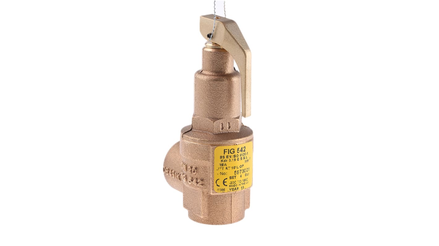 Valvola di rilascio della pressione in Bronzo Nabic Valve Safety Products, 4bar max, connessione BSP 3/4" femmina, per