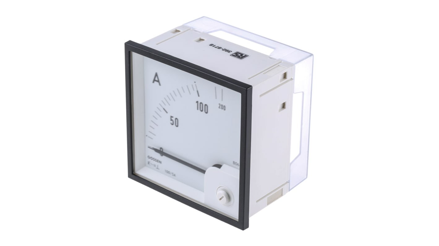 Ampèremètre analogique de panneau V c.a. GILGEN Muller & Weigert, Echelle 200A, 92mm x 92mm