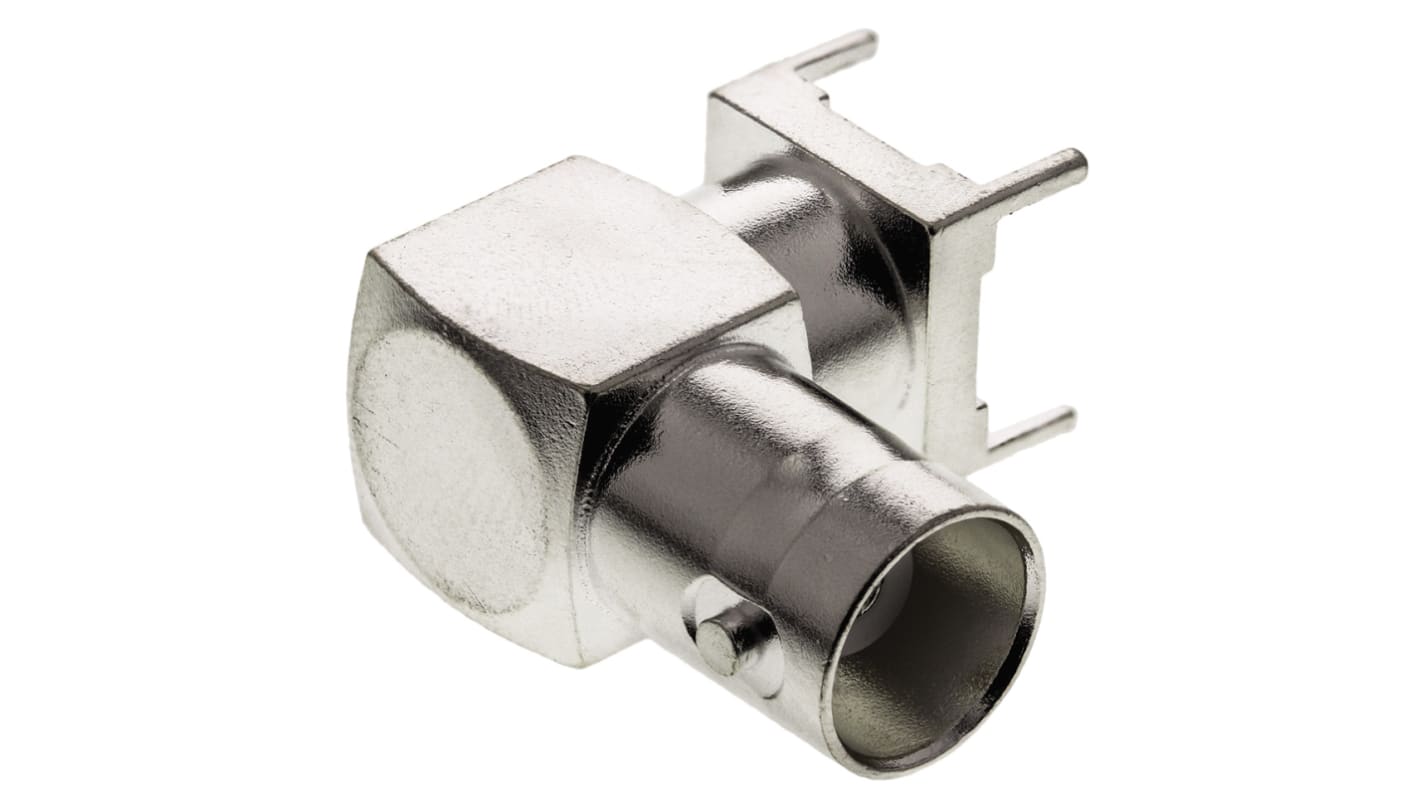 TE Connectivity Greenpar Series Right Angle 50Ω Through Hole Bulkhead Fitting BNC Connector, jack, Silver