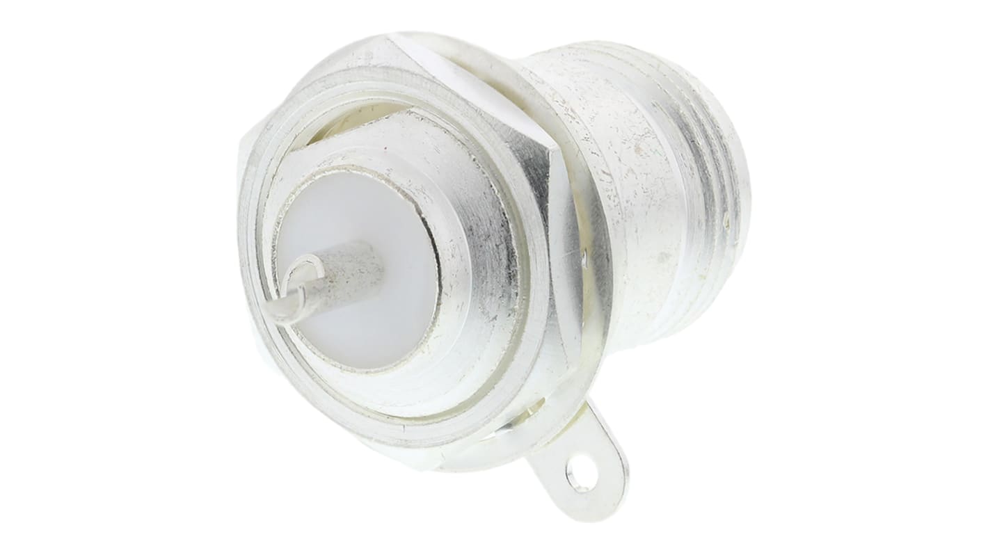 TE Connectivity 50Ω Straight Panel Mount N Type Connector, jack, Solder Termination, 0 → 11GHz