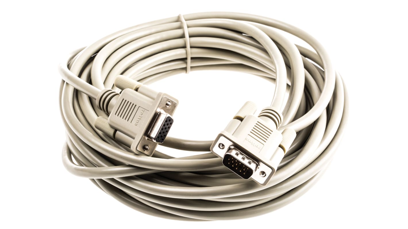 Cable VGA Roline de color Gris, con. A: VGA hembra, con. B: VGA macho, long. 10m