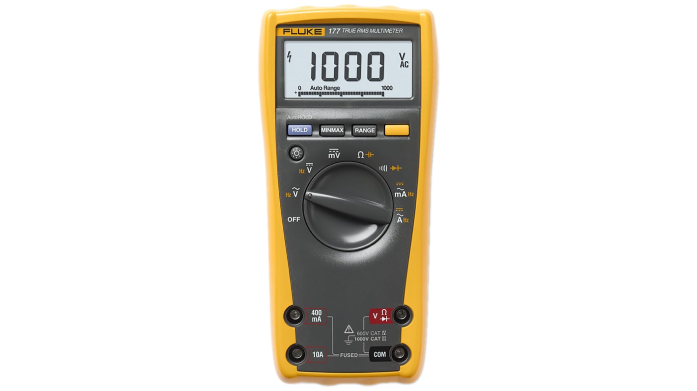 Multímetro Fluke 177, 1000V ac/1000V dc, 10A ac/10A dc, TRMS, CAT III, CAT IV